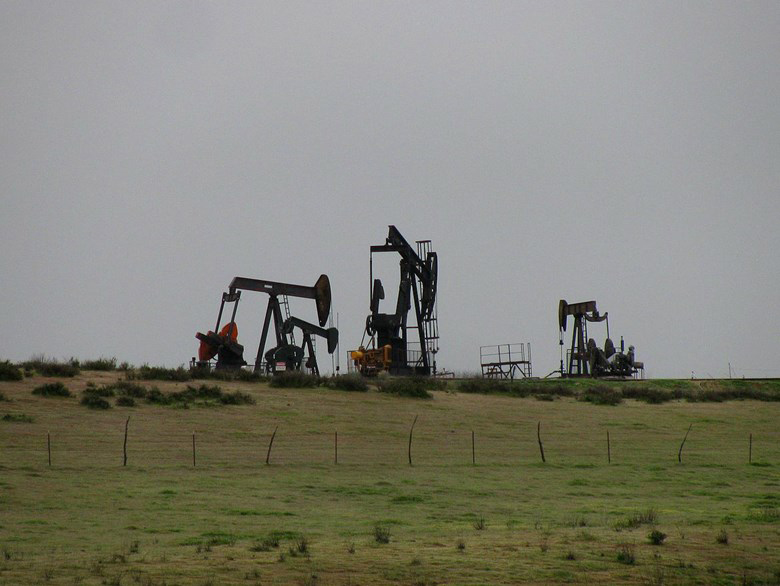Oil rigs in a field